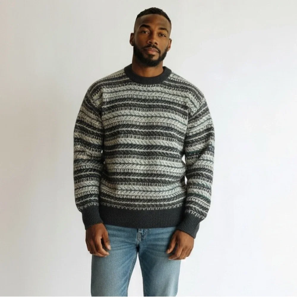 Vintage Cambridge Classics 100% Wool‎ Sweater Men’s Medium Gray Black Green